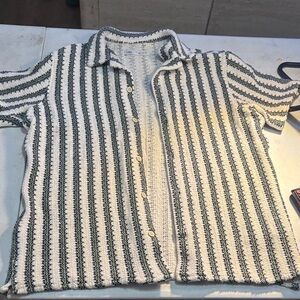 Zara Black and White Striped Knit Shirt